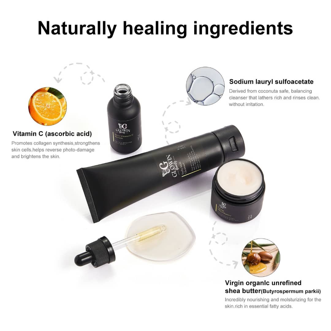 Uncomplecated Skin Care Set (Daily Skin Cleanser, Skin Vitamin C serum, Facial Shea Butter